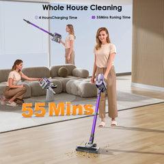 Steelstofzuiger - Draadloos - Stofzuiger Zonder zak - 55KPa - Paars - FixtFixer