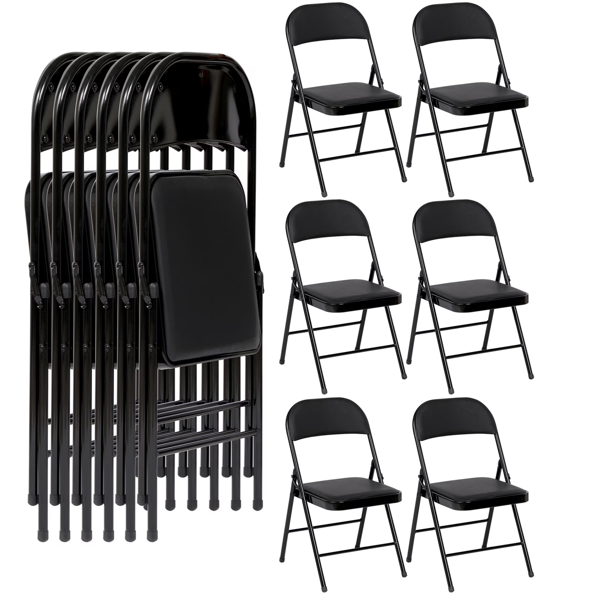 Klapstoelen - Vouwstoelen - Set van 6 - Eettafelstoelen - Zwart