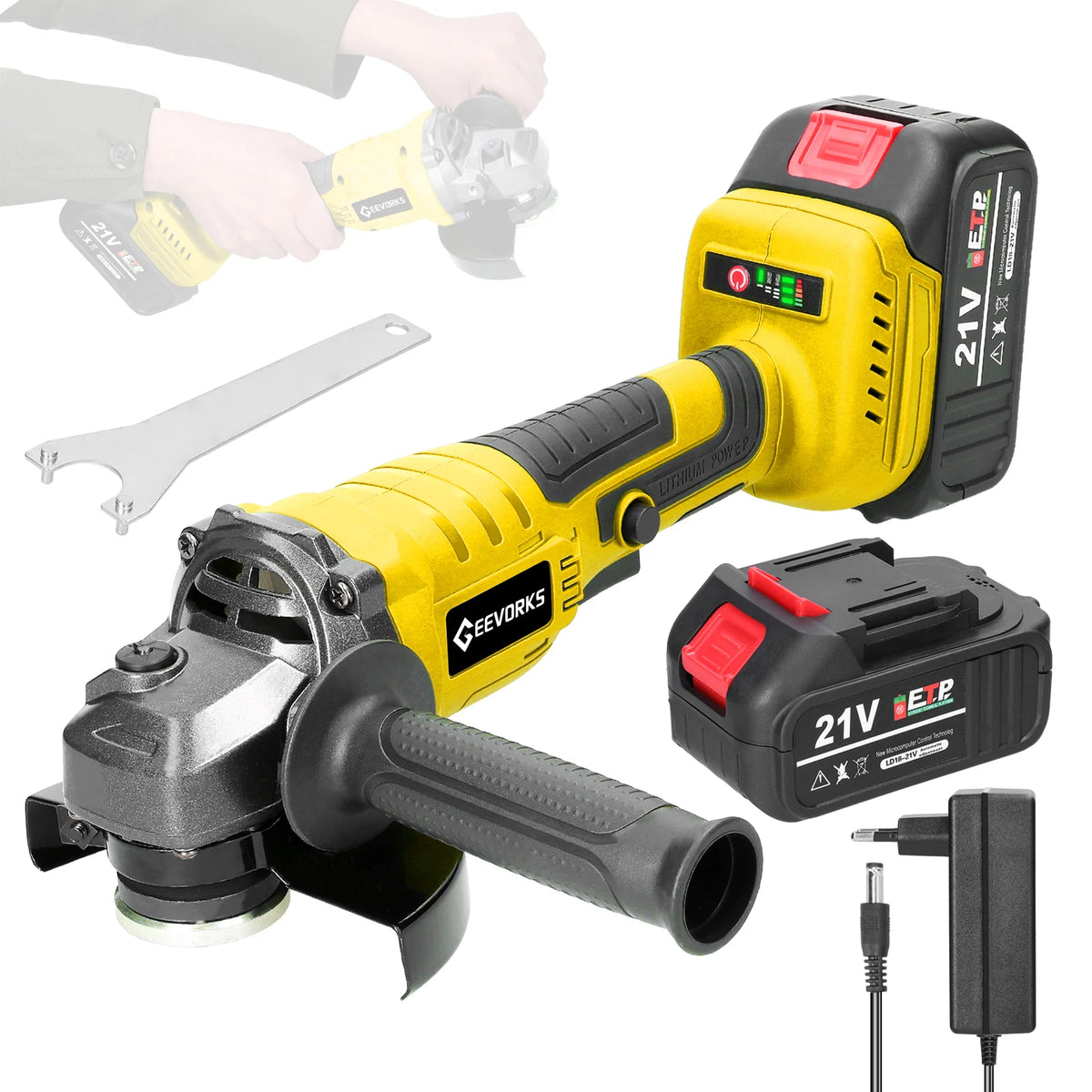 21V 125mm M14 Haakse Slijper Borstelloze Motor Elektrisch Slijpgereedschap voor Snijden Polijsten Keramische Tegels Hout Steen staal •