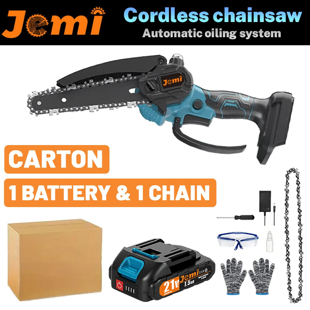 Mini kettingzaag - Elektrische snoeischaar - Met accu - Blauw - Jemi