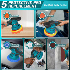 Polijstmachine - Poetsmachine auto - Met accu - Blauw - Dayplus