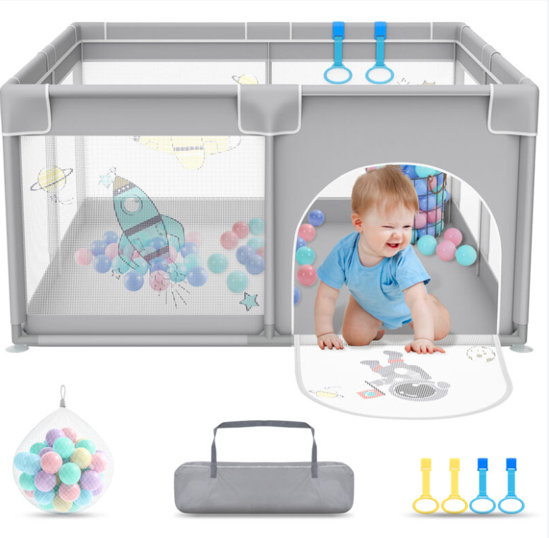 Grondbox - Baby box - Kinderbox - Babybox - Speelbox - 127x127 cm - Antraciet - AUFUN