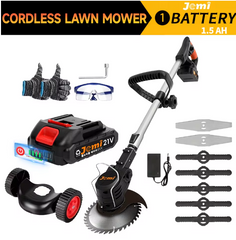 Grastrimmer met accu - Kantenmaaier - Bosmaaier - Zwart - Jemi