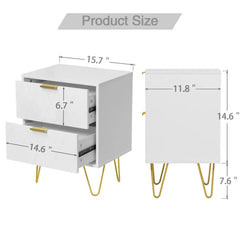 Nachtkastje set van 2 - Bijzettafel - Opbergkastje - 40x30x56,5 cm - Wit - UEV