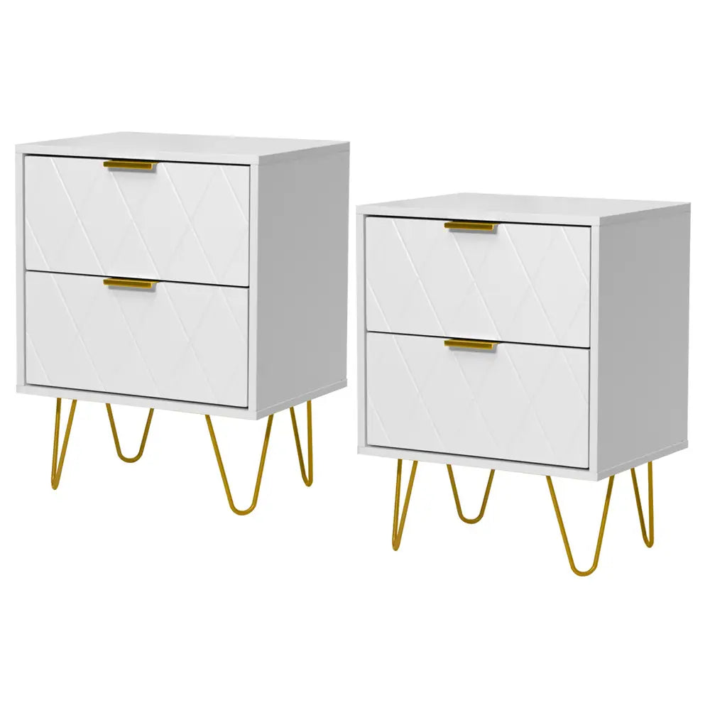 Nachtkastje set van 2 - Bijzettafel - Opbergkastje - 40x30x56,5 cm - Wit - UEV