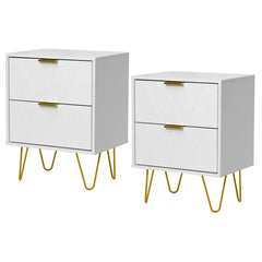 Nachtkastje set van 2 - Bijzettafel - Opbergkastje - 40x30x56,5 cm - Wit - UEV