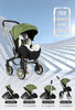 Multifunctionele kinderwagen, volledig plat liggend ontwerp, eenvoudig inklapbaar met één klik, betrouwbare schokabsorberende wielen, huidvriendelijk en ademend zitkussen voor pasgeborenen en peuters, Grijs