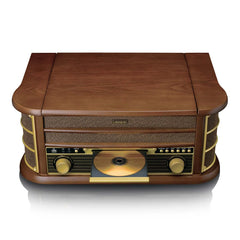 LENCO Houten retro platenspeler met Bluetooth®, DAB+/FM Radio, USB encoding, CD-speler, Cassettespeler en ingebouwde speakers