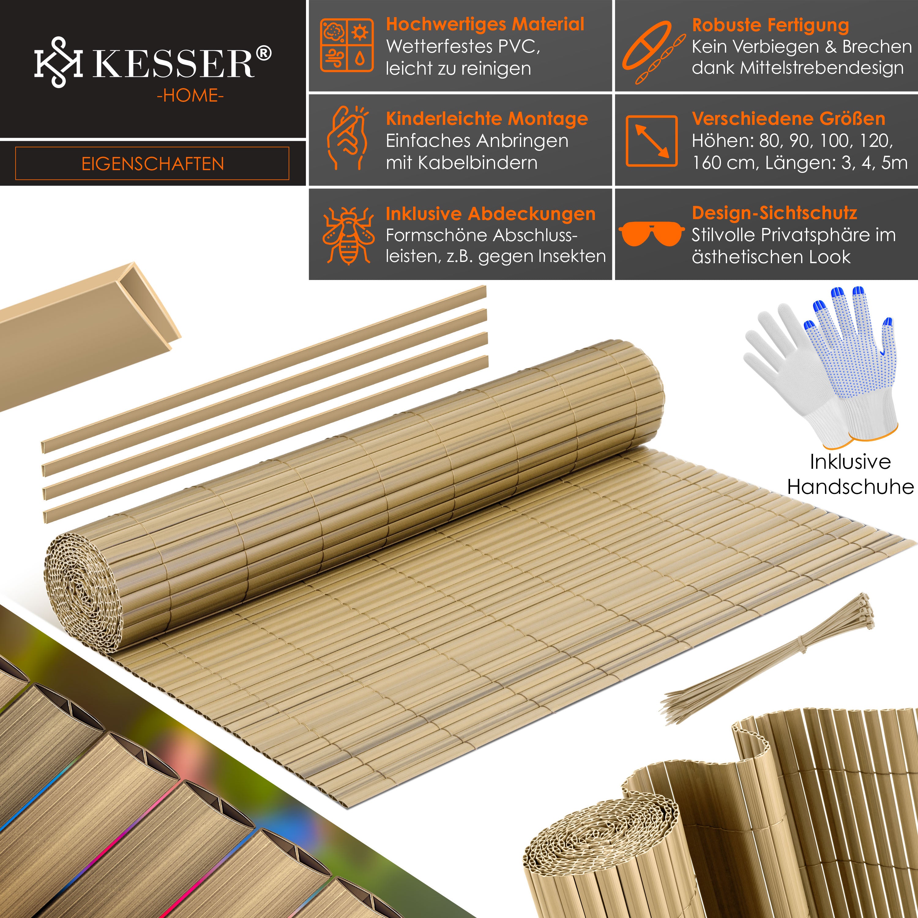 KESSER® Balkonscherm - Zichtdoek - Balkondoek - 80x400cm