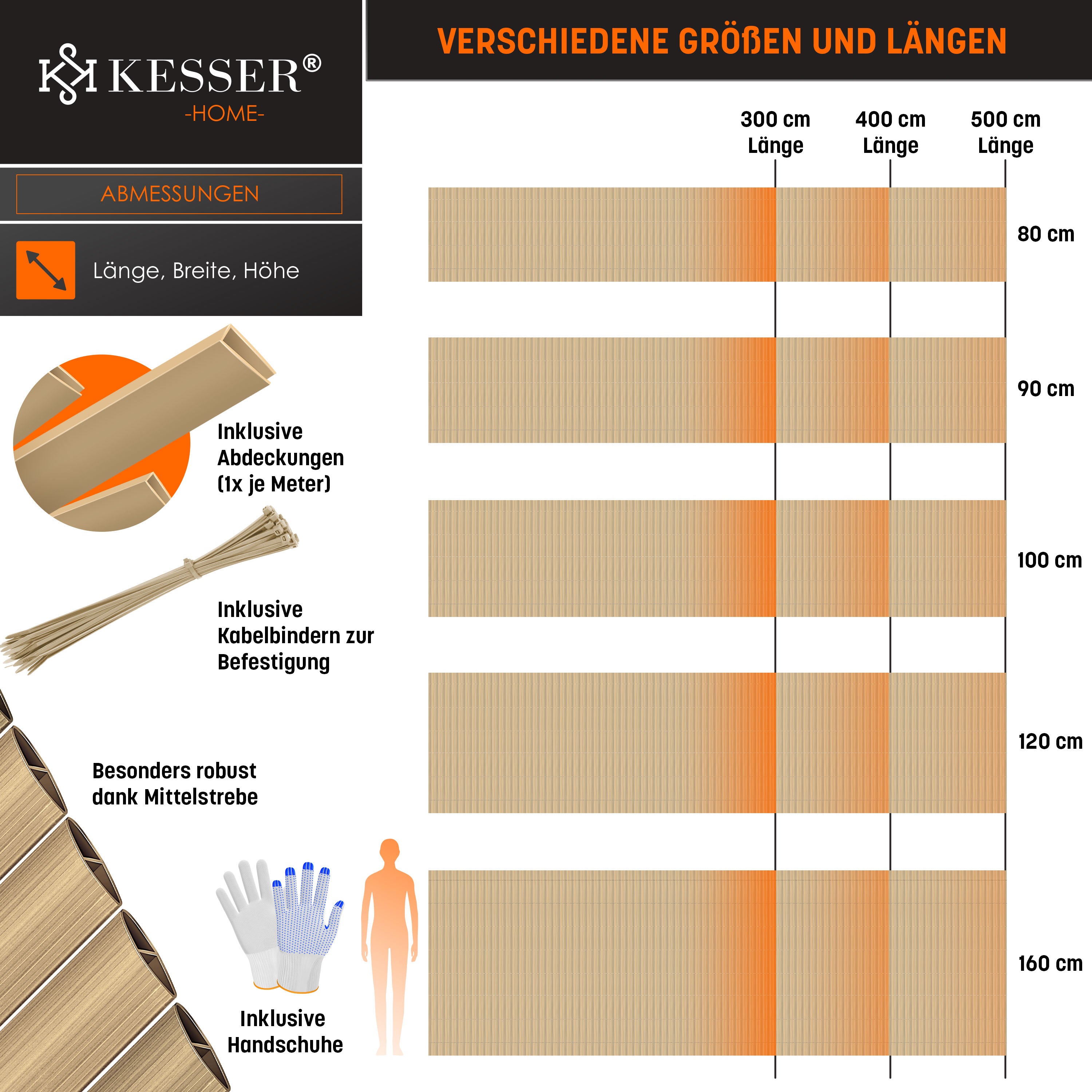 KESSER® Balkonscherm - Zichtdoek - Balkondoek - 80x400cm