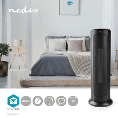 Nedis SmartLife keramische PTC-ventilatorkachel - Wi-Fi - 2000 W - 3 Warmte Standen - Zwenkfunctie - Display - 15 - 35 °C - Android / IOS - Zwart •