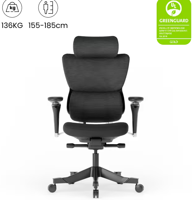 FLEXISPOT Verstelbare ergonomische stoel met drukverlagend kussen (C7 Max) •