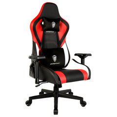 Dowinx LS-66D97A Gamingstoel, Hoofdsteun met geheugenfunctie, Zitting van 56 cm breed, 4D-armleuningen, Hoogwaardig autoleer (PU), 165° kantelbaar, Vergrendelfunctie, Ergonomisch, Hoogwaardig model, Trilfunctie, Zwart/Rood