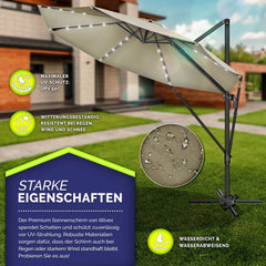Zweefparasol - Tuinparasol - Parasol 330 cm - Met voet - Met Parasolhoes - Bruin - Tillvex