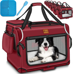Reisbench hond - Draagtas hond - Transportbox - 70x52x52 cm - Rood - TRESKO