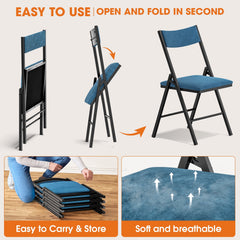 Klapstoelen - Vouwstoelen - Set van 4 - Eettafelstoelen - Blauw - Fenbeli