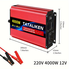Pure Sinusgolf Omvormer 4000W DC 12V naar AC 220V voor Auto's, Vrachtwagens, Computers en Buitencamping, Auto-accessoires