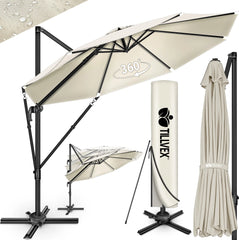 Zweefparasol - Tuinparasol - Parasol 330 cm - Met voet - Met Parasolhoes - Beige - Tillvex