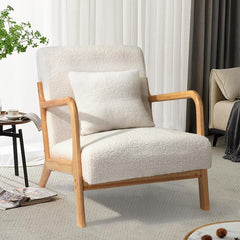 Fauteuil met armleuning - Relaxfauteuil - Relaxstoel - Massief hout - Wit - U-MAX