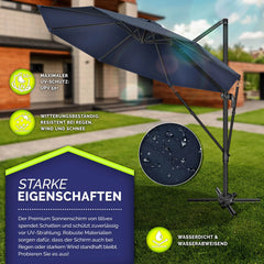 Zweefparasol - Tuinparasol - Parasol 300 cm - Met voet - Met Parasolhoes - Blauw - Tillvex