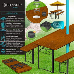 KESSER Biertafel – tuintafel met banken – 220 x 50 x 75cm- opvouwbaar – hout – bruin