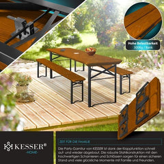 KESSER Biertafel – tuintafel met banken – 220 x 50 x 75cm- opvouwbaar – hout – bruin