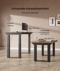 FLEXISPOT E7Q in hoogte verstelbaar tafelframe met 4 poten, eettafel en elektrisch bureau met 4 krachtige motoren, drievoudige telescoop, belastbaar tot 300 kg