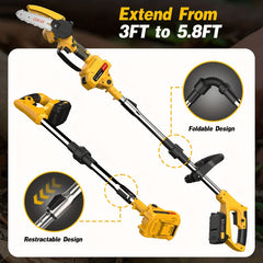 Mini kettingzaag - Elektrische snoeischaar - Met accu - Geel - YOSPINBER