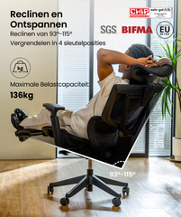 Ergonomische Bureaustoel -  Office Chair - Gamestoel - Volwassenen - Grijs - C7G-AIR - FLEXISPOT