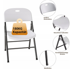 Klapstoelen - Vouwstoelen - Set van 4 - Eettafelstoelen - Wit