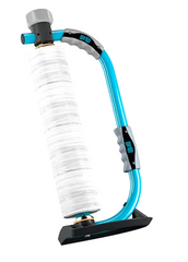 Rekfolie dispenser grip® Systems, voor grip® rollen met een breedte tot 400 mm, ergonomische handgreep, ophanginrichting, staal, waterblauw