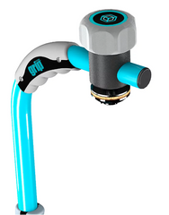 Rekfolie dispenser grip® Systems, voor grip® rollen met een breedte tot 400 mm, ergonomische handgreep, ophanginrichting, staal, waterblauw
