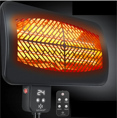 KESSER® Infrarood Kachel Elektrische Verwarming - Sfeerhaard voor Binnen en Buiten - Sfeervolle Terrasverwarmer met Afstandsbediening Electrische Verwarmer Staande Heater - Zwart