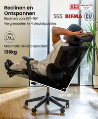 Ergonomische Bureaustoel -  Office Chair - Gamestoel - Volwassenen - Zwart - C7B-AIR - FLEXISPOT