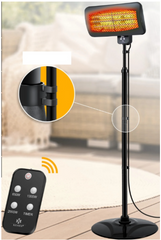 KESSER® Infrarood Kachel Elektrische Verwarming - Sfeerhaard voor Binnen en Buiten - Sfeervolle Terrasverwarmer met Afstandsbediening Electrische Verwarmer Staande Heater - Zwart