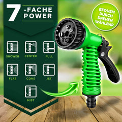 Flexibele Tuinslang - Inc. sproeikop - 45 meter - Groen