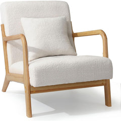 Fauteuil met armleuning - Relaxfauteuil - Relaxstoel - Massief hout - Wit - U-MAX