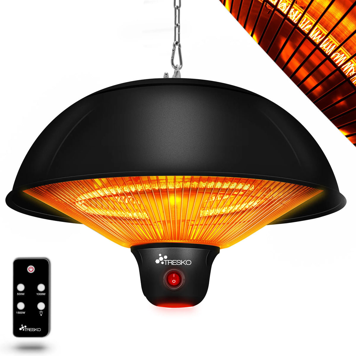 Infrarood Verwarming - Terrasverwarmer - Elektrisch - Heater - Zwart - TRESKO®