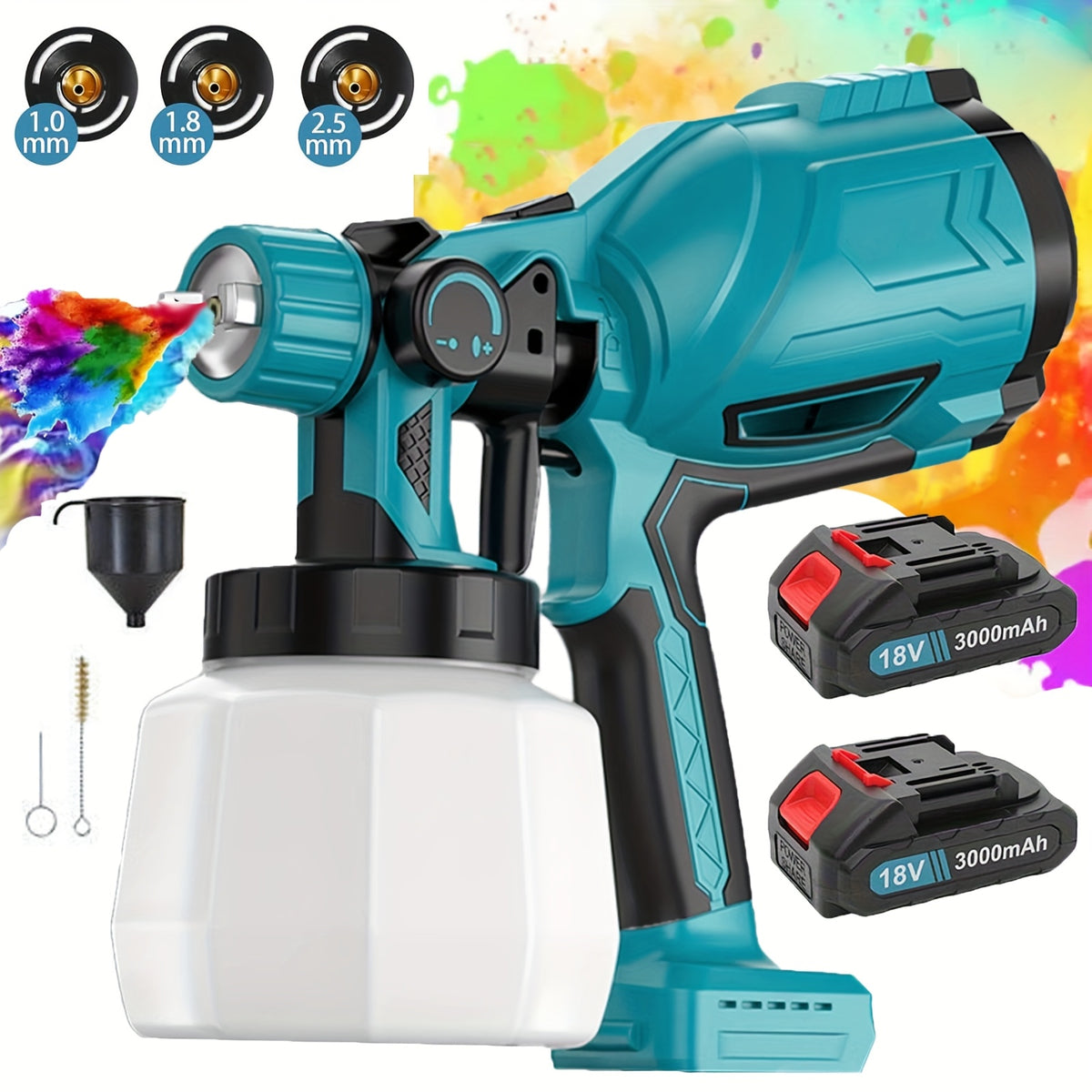 Verfspuit elektrisch - Verfspuitpistool - Verfspuitmachine - Met 2 accu's - Blauw - Psogpone