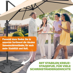 Zweefparasol - Tuinparasol - Parasol 300 cm - Met voet - Met Parasolhoes - Beige - KESSER