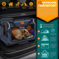 Reisbench hond - Draagtas hond - Transportbox - 61x42x42 cm - Blauw