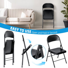 Klapstoelen - Vouwstoelen - Set van 6 - Eettafelstoelen - Zwart - Furnibear