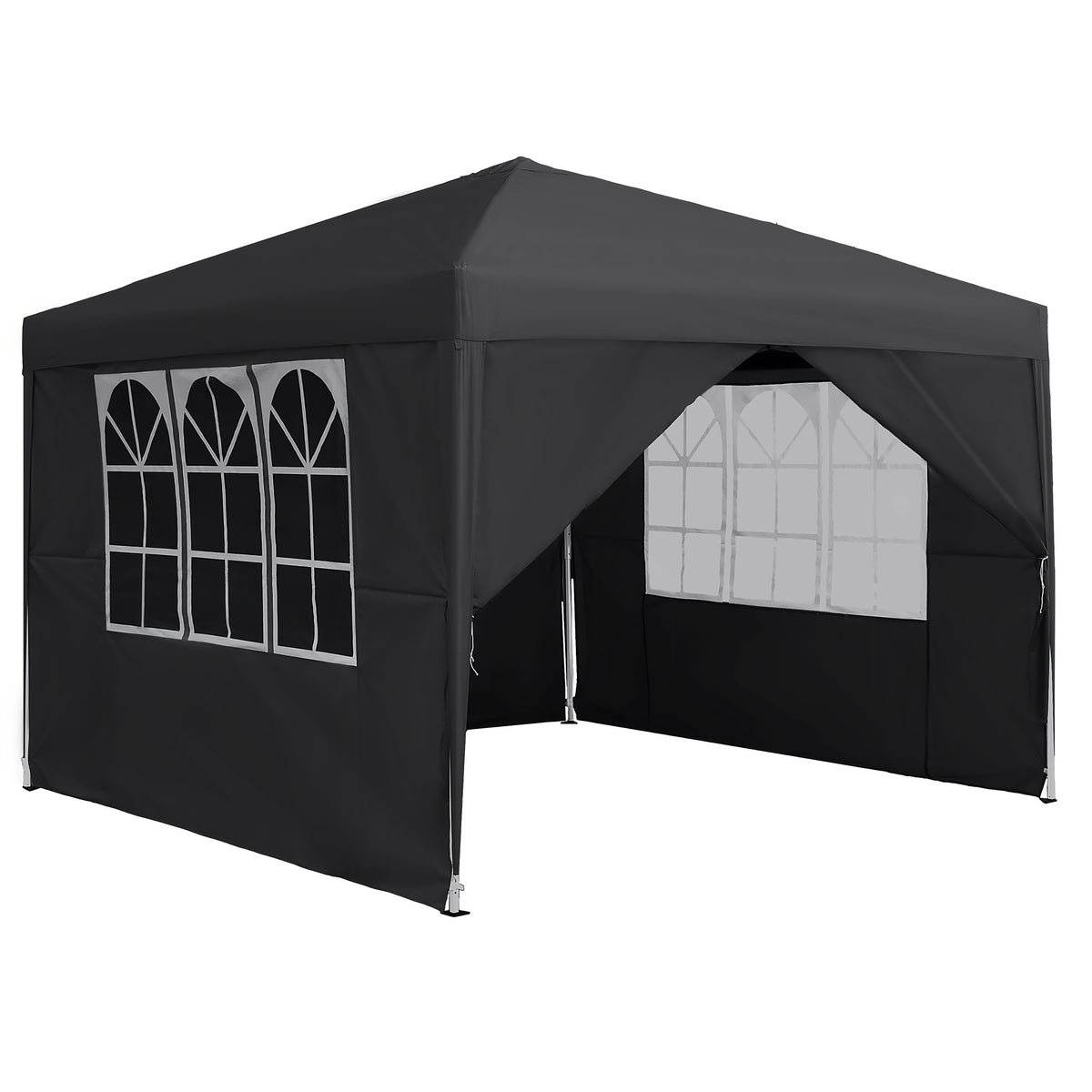 Partytent - Opvouwbaar - 3x3m - Paviljoen - Easy up - Zwart - Hengmei