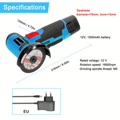 Mini Haakse Slijper - Draadloze Slijptol - Elektrische Slijpmachine - Blauw - Geevorks •