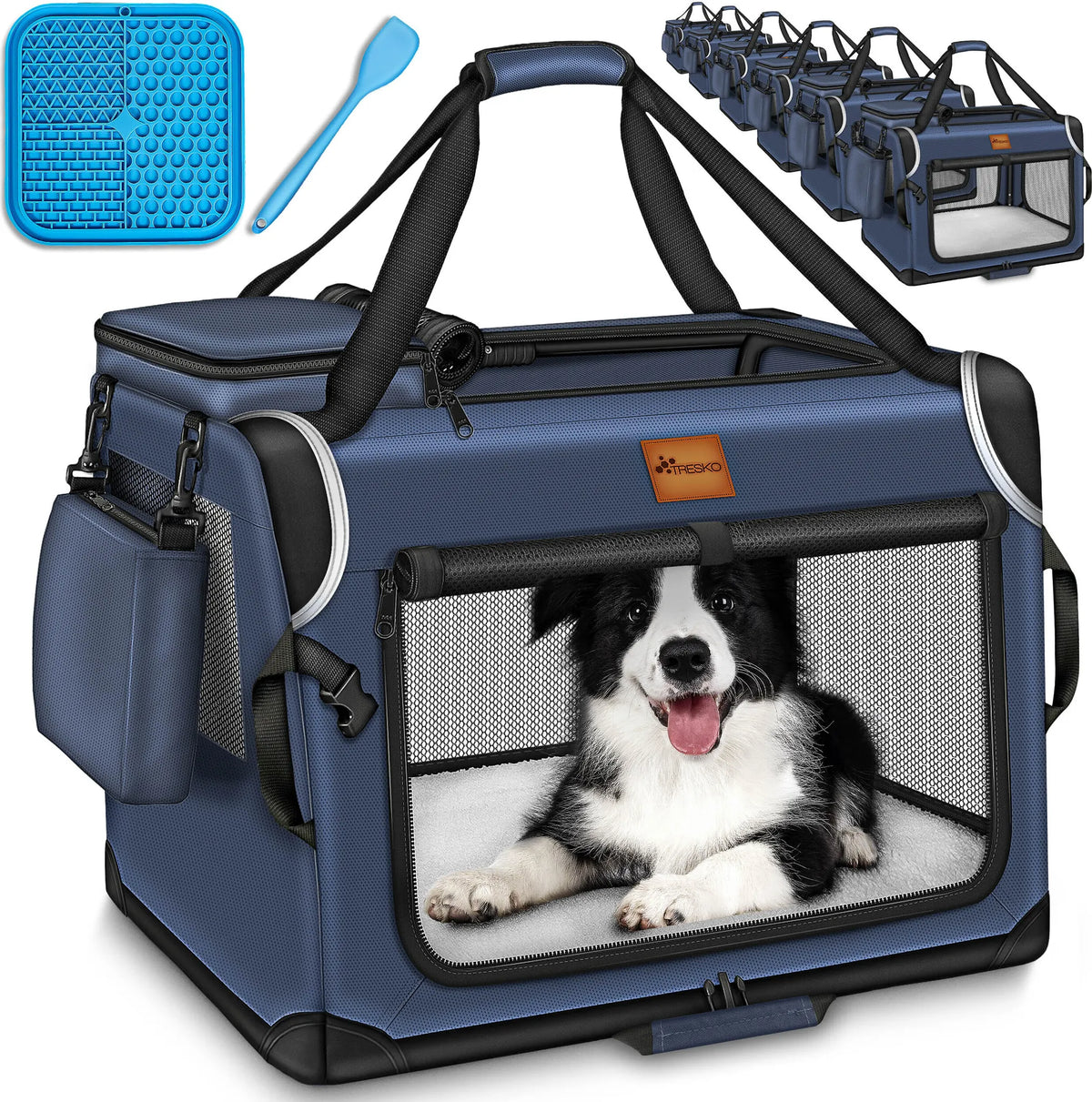 Reisbench hond - Draagtas hond - Transportbox - 61x42x42 cm - Blauw