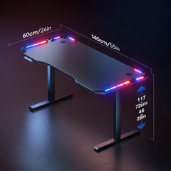 Zit sta bureau - Elektrisch - Verstelbaar - 140x60 cm - Zwart - HLFURNIEU