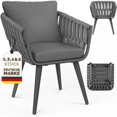 tillvex® Tuinstoel, weerbestendig met armleuningen | Buitenstoelen, draagvermogen tot 160 kg | UV-bestendige tuinstoelen | Terrasstoel, fauteuil, tuinmeubilair, terras, balkon, tuin