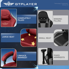 Ergonomische Bureaustoel -  Office Chair - Gamestoel - Volwassenen - Rood - GTPLAYER