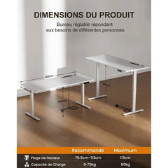 Zit sta bureau - Elektrisch - Verstelbaar - 140x60 cm - Wit - HLFURNIEU