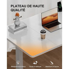 Zit sta bureau - Elektrisch - Verstelbaar - 140x60 cm - Wit - HLFURNIEU